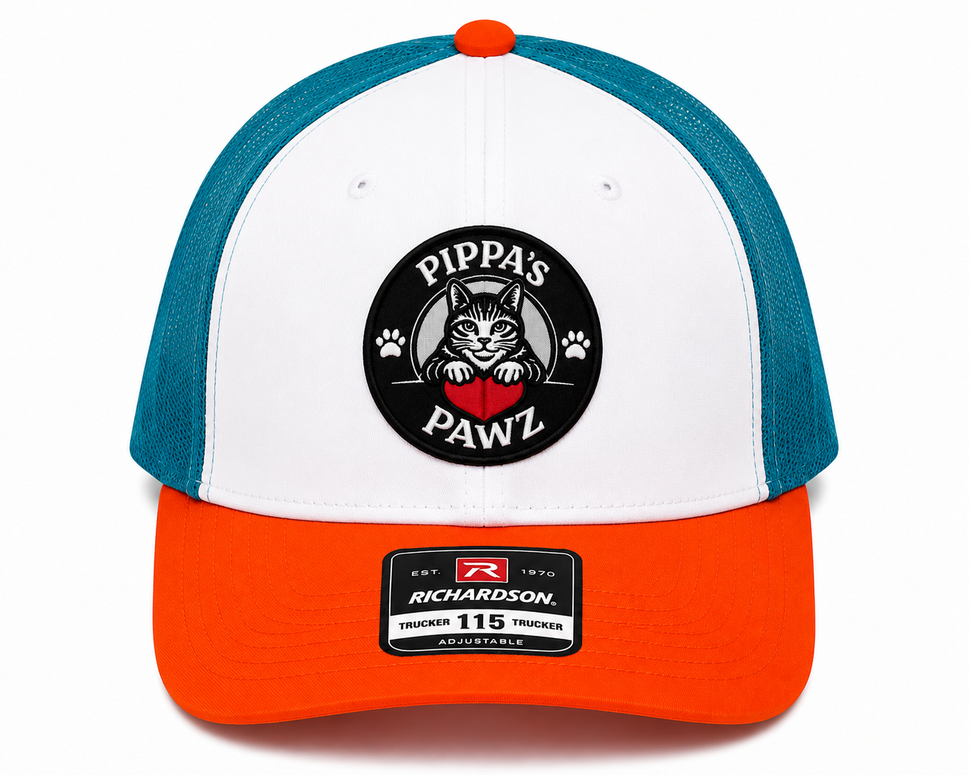 Pippa's Pawz Embroidered Trucker Hat (Black and White Logo)
