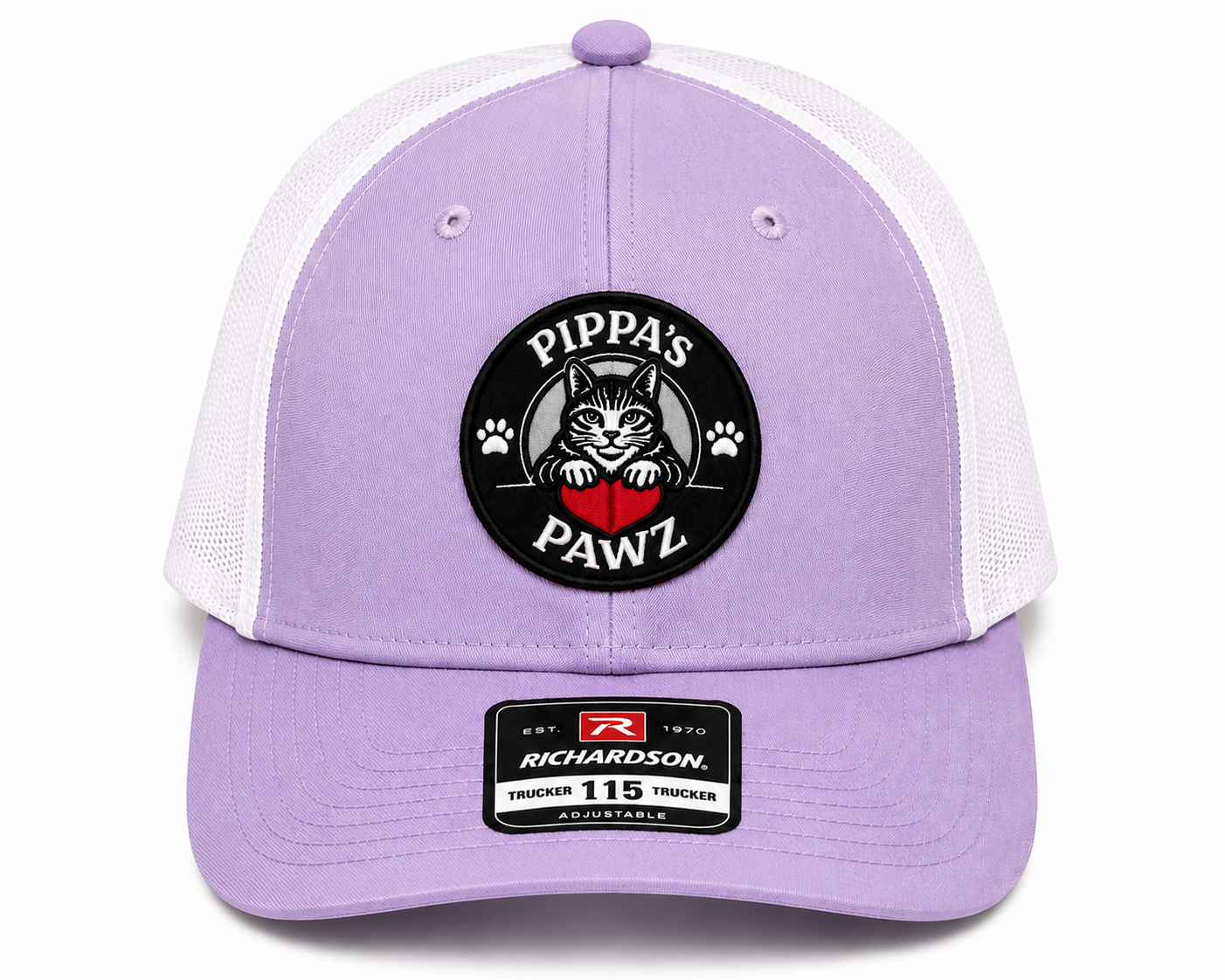 Pippa's Pawz Embroidered Trucker Hat (Black and White Logo)