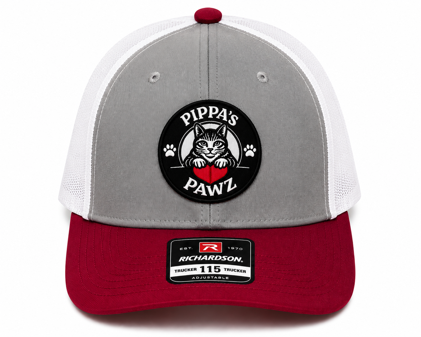 Pippa's Pawz Embroidered Trucker Hat (Black and White Logo)